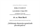 Nastupno predavanje - dr. sc. Mate Barić